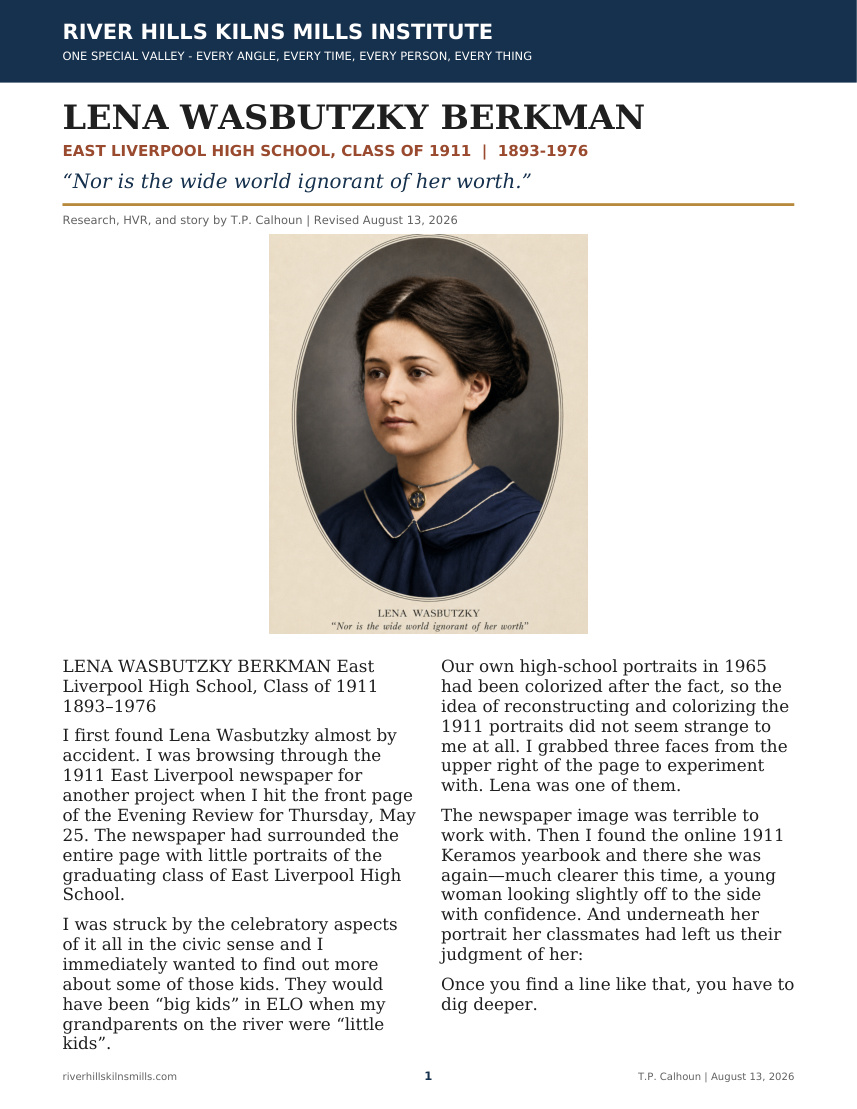 Lena Wasbutzky Berkman — Class of 1911 — original cover